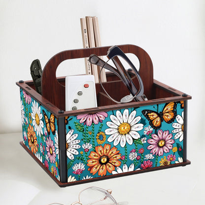 DIY Flower Butterfly Wooden Diamond Painting Handheld Storage Box Kit Home Decor