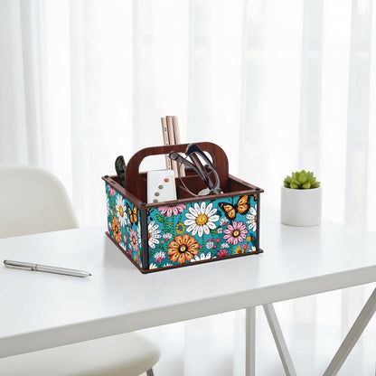 DIY Flower Butterfly Wooden Diamond Painting Handheld Storage Box Kit Home Decor