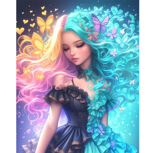 Flower Girl - Full Round Drill Diamond Painting 40*50CM