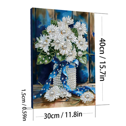 Blue Vase - DIY Pearl Gem Art Diamond Painting Kits With Framefor Home Decor -30x40cm
