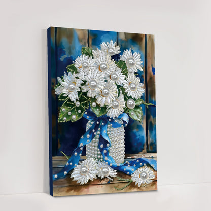 Blue Vase - DIY Pearl Gem Art Diamond Painting Kits With Framefor Home Decor -30x40cm