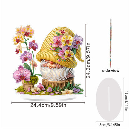 2D Flat Gnomes DIY Acrylic Diamond Painting Ornament Kit Home Office Table Decor