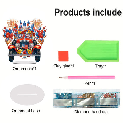 2D Flat Car DIY Acrylic Diamond Painting Ornaments Kit Home Office Table Decor