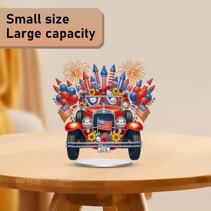 2D Flat Car DIY Acrylic Diamond Painting Ornaments Kit Home Office Table Decor