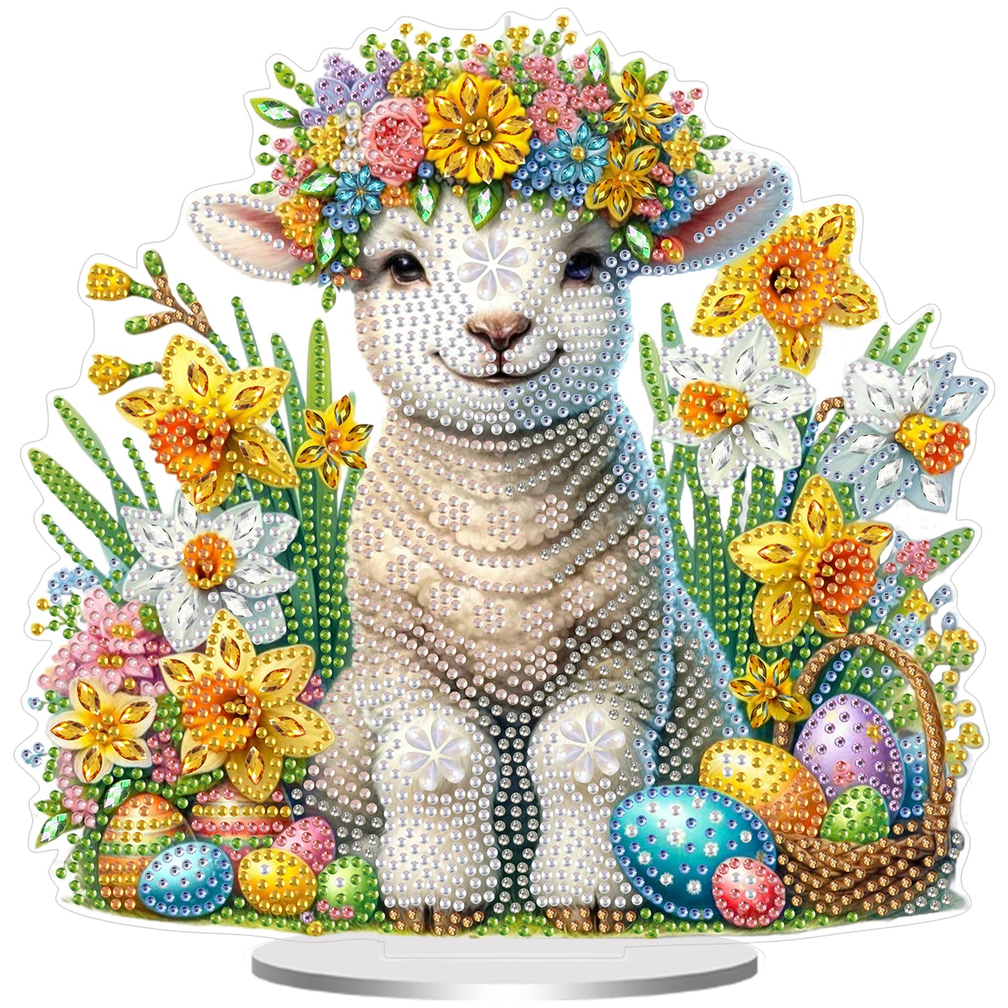 2DFlat Sheep and Narcissus DIY Acrylic Diamond Painting Ornaments Kit Home Decor