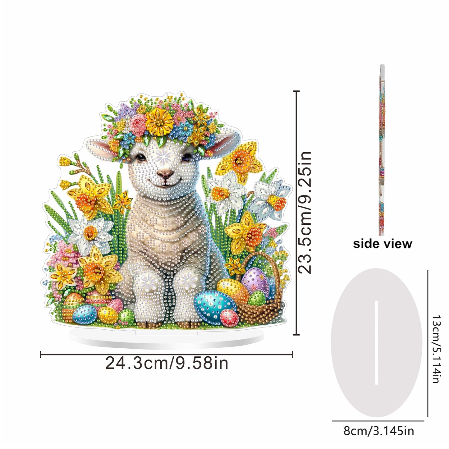 2DFlat Sheep and Narcissus DIY Acrylic Diamond Painting Ornaments Kit Home Decor