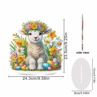 2DFlat Sheep and Narcissus DIY Acrylic Diamond Painting Ornaments Kit Home Decor