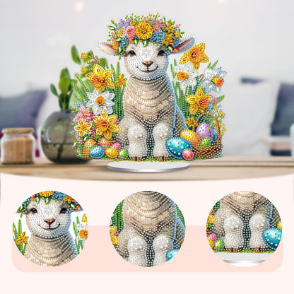 2DFlat Sheep and Narcissus DIY Acrylic Diamond Painting Ornaments Kit Home Decor