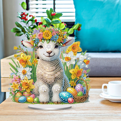 2DFlat Sheep and Narcissus DIY Acrylic Diamond Painting Ornaments Kit Home Decor