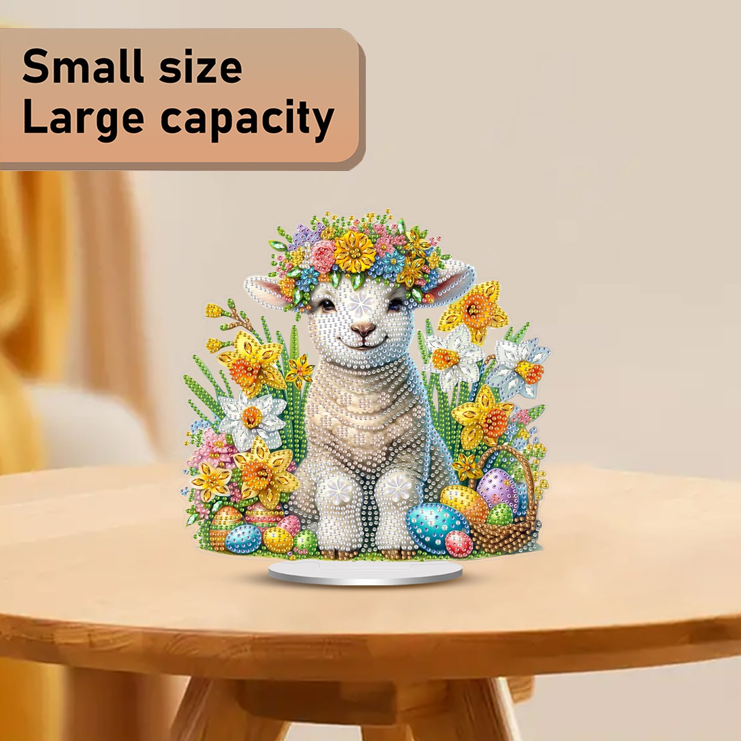 2DFlat Sheep and Narcissus DIY Acrylic Diamond Painting Ornaments Kit Home Decor