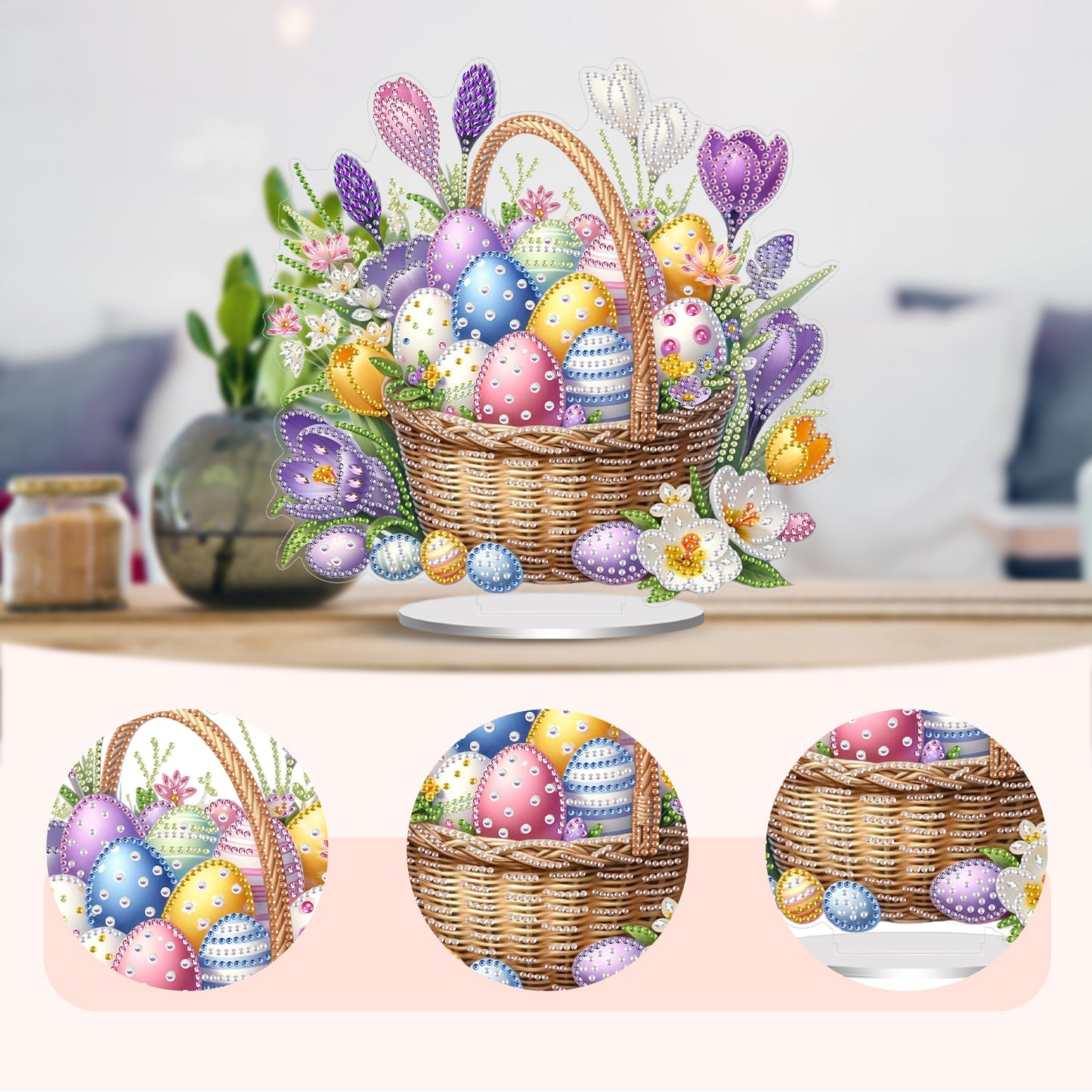 2D Flat Happy Easter DIY Acrylic Diamond Painting Ornament Kit Home Office Decor