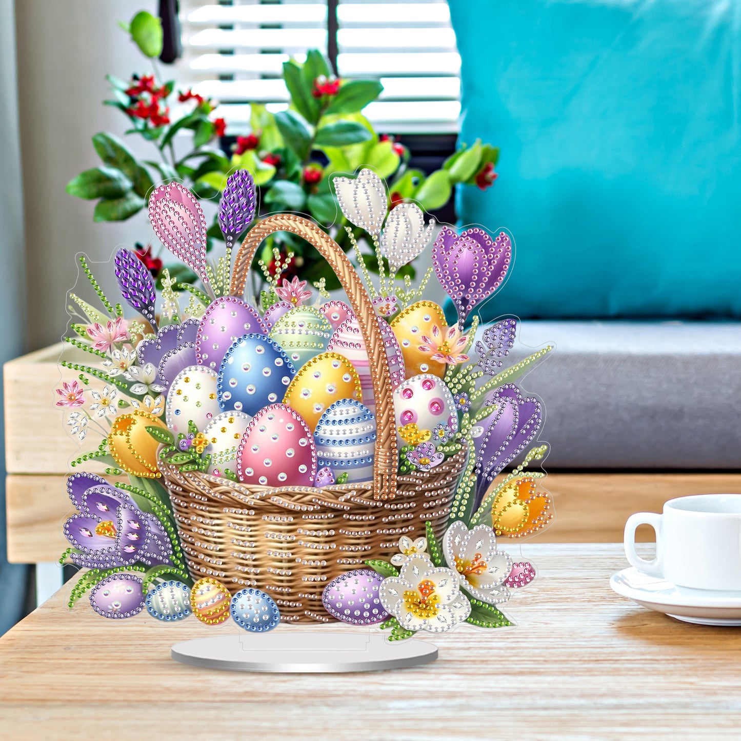 2D Flat Happy Easter DIY Acrylic Diamond Painting Ornament Kit Home Office Decor