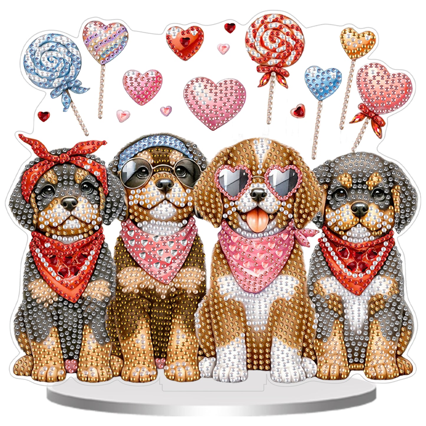 2D Flat Loving Dog DIY Acrylic Diamond Painting Ornaments Kit Home Table Decor