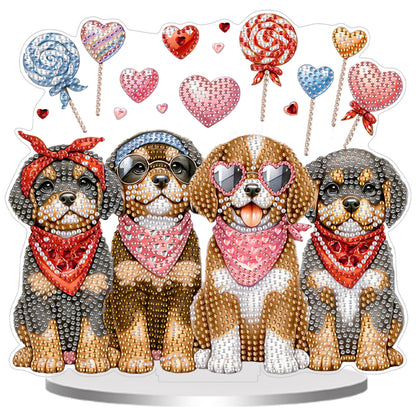 2D Flat Loving Dog DIY Acrylic Diamond Painting Ornaments Kit Home Table Decor