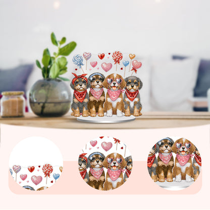 2D Flat Loving Dog DIY Acrylic Diamond Painting Ornaments Kit Home Table Decor