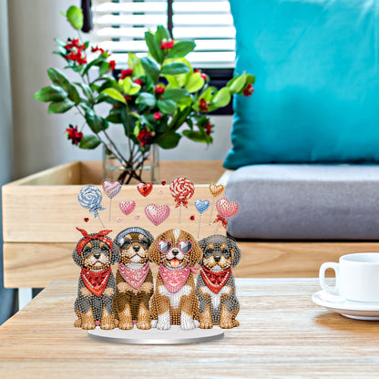 2D Flat Loving Dog DIY Acrylic Diamond Painting Ornaments Kit Home Table Decor