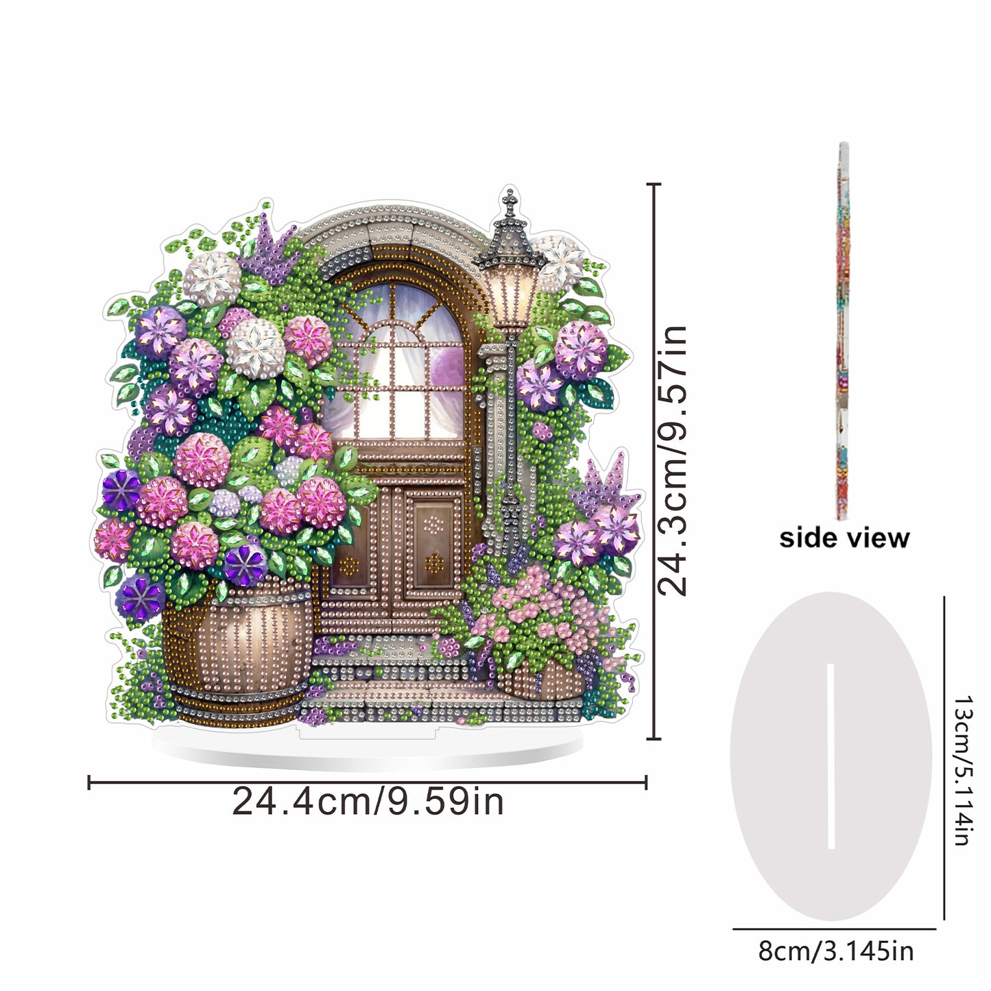 2D Flat Flower Gate DIY Acrylic Diamond Painting Ornaments Kit Home Table Decor
