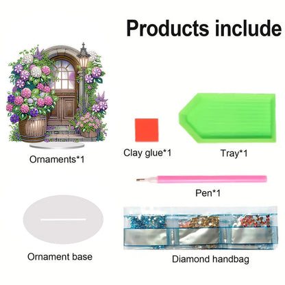 2D Flat Flower Gate DIY Acrylic Diamond Painting Ornaments Kit Home Table Decor