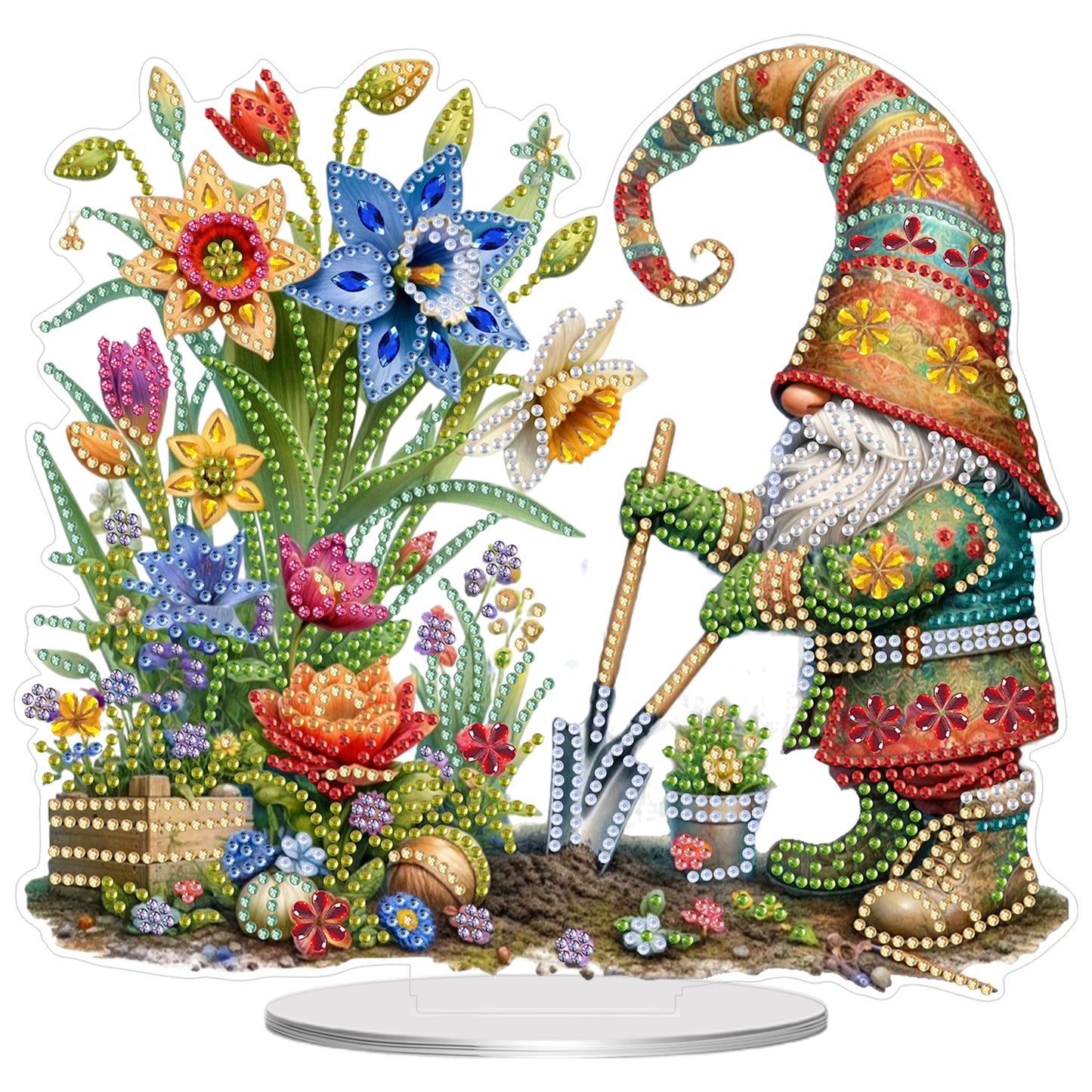 2D Flat Flowers Goblins DIY Acrylic Diamond Painting Ornaments Kit Home Decor