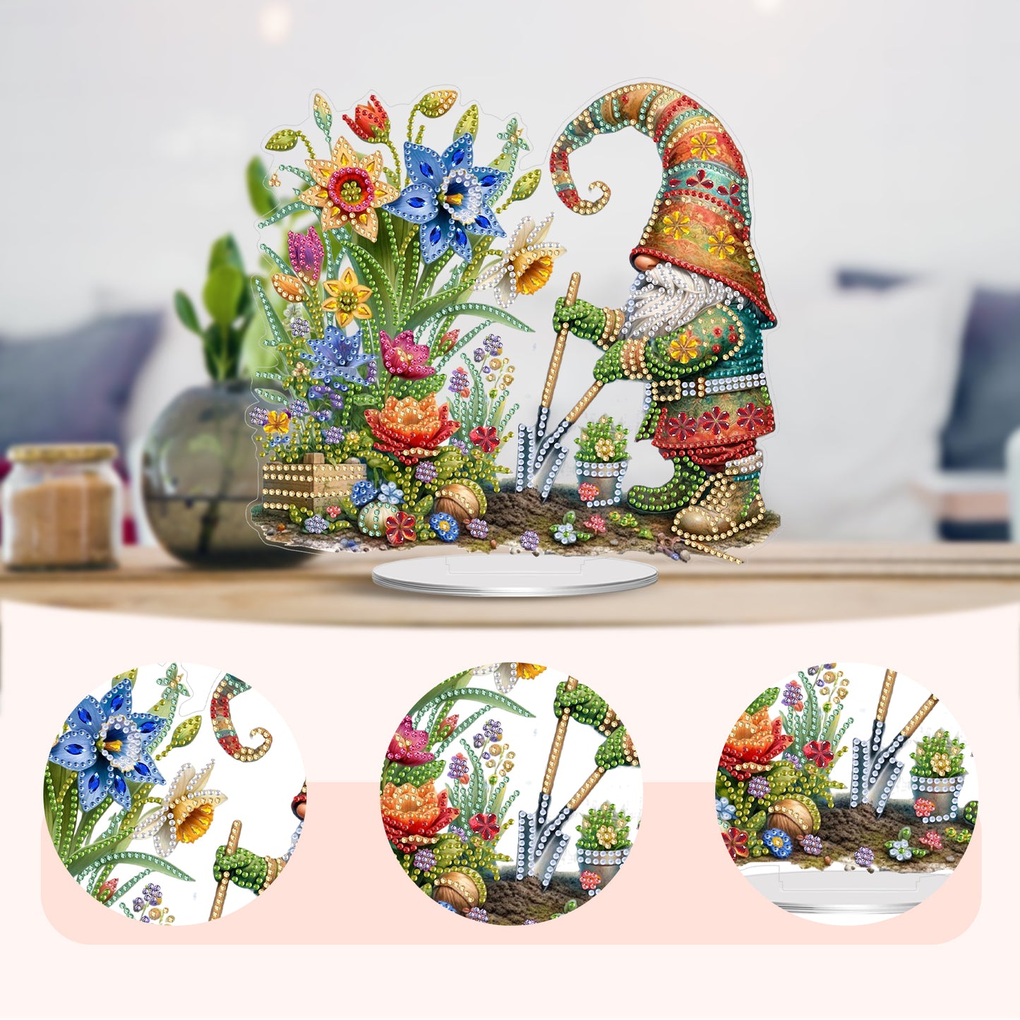 2D Flat Flowers Goblins DIY Acrylic Diamond Painting Ornaments Kit Home Decor