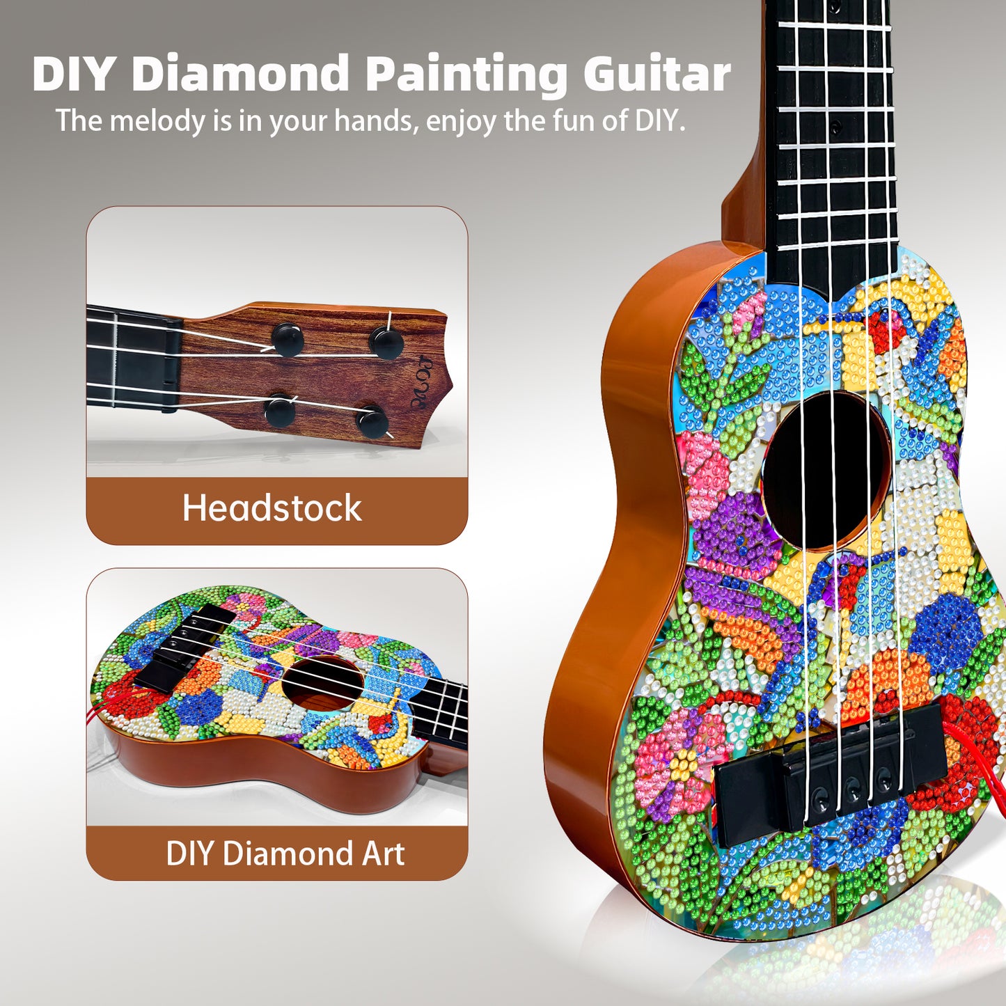 DIY Wooden Guitar Diamond Art Ornament Unique Gifts for Musicians (Hummingbird)