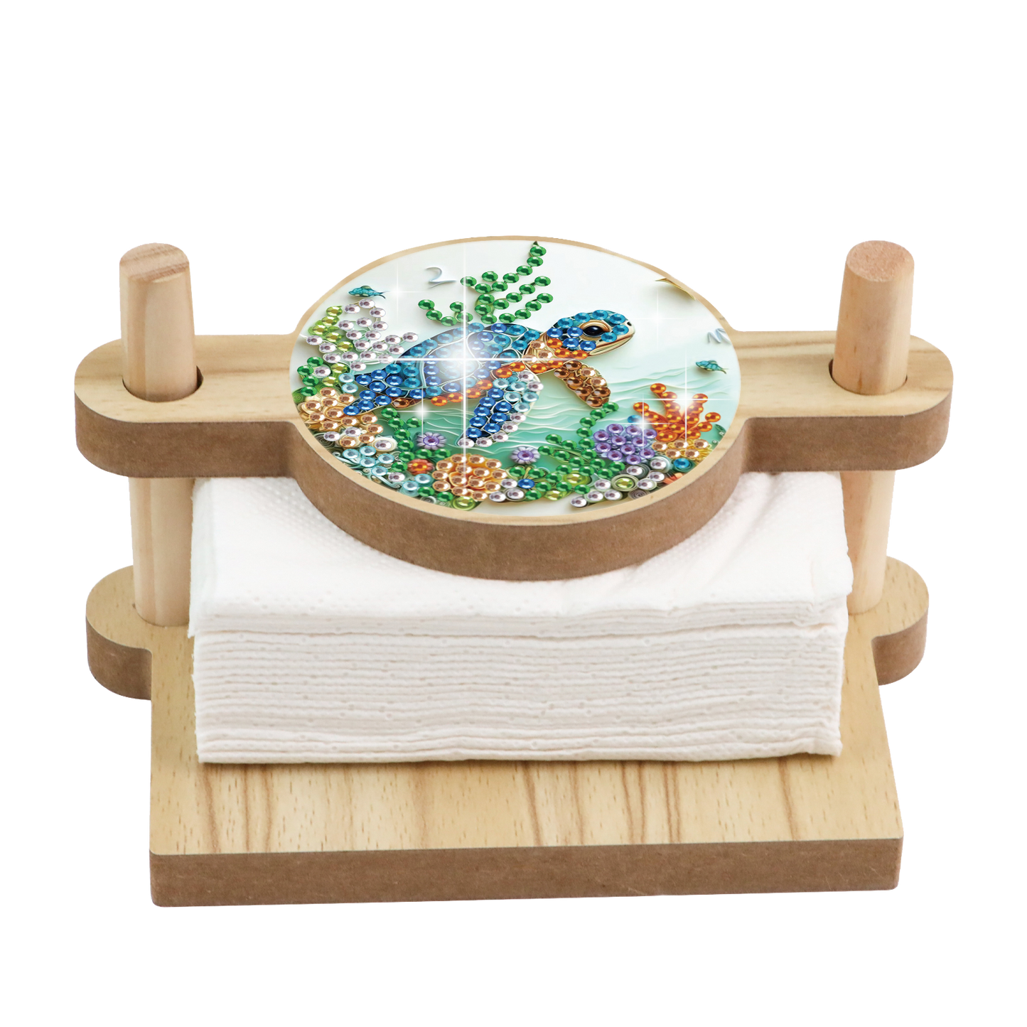 Sea Turtle DIY Wooden Diamond Art Paper Towel Holder for Home Office Decor