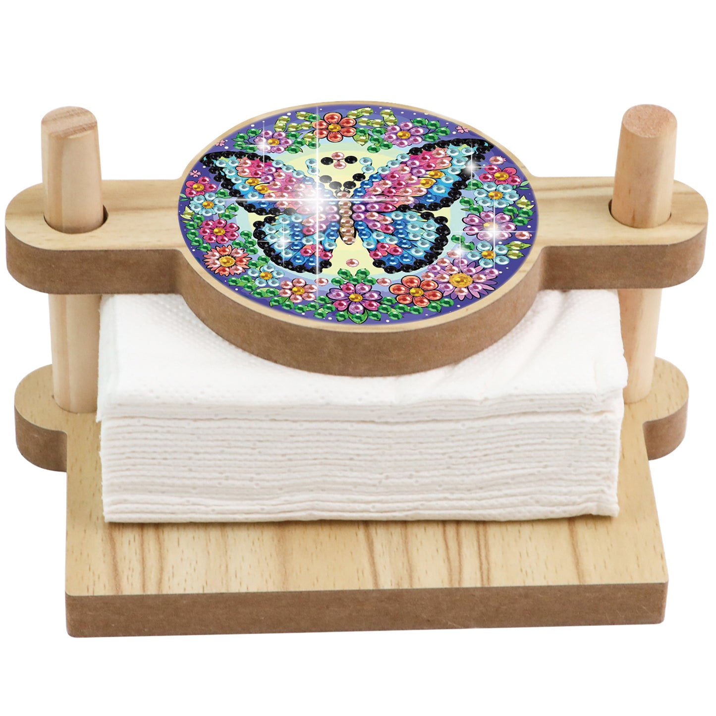 Butterfly DIY Wooden Diamond Art Paper Towel Holder for Home Office Decor