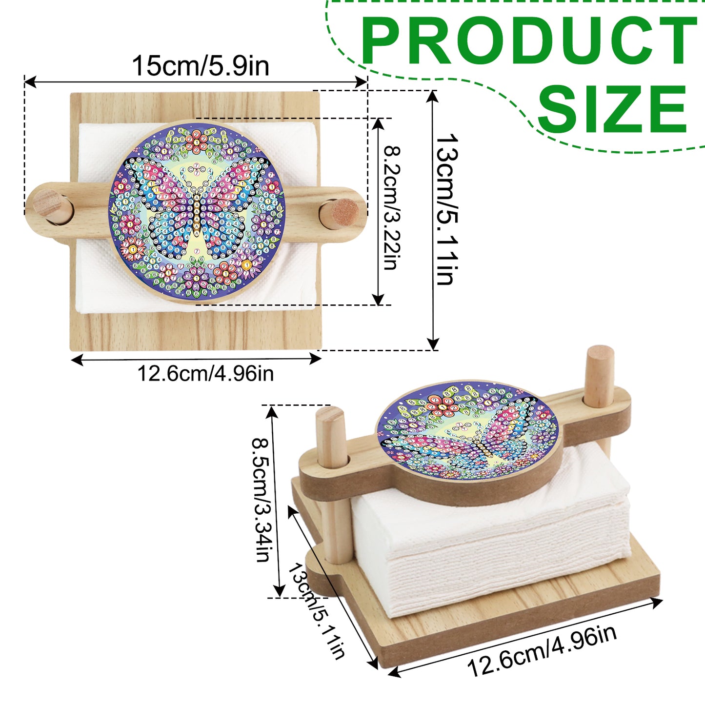Butterfly DIY Wooden Diamond Art Paper Towel Holder for Home Office Decor