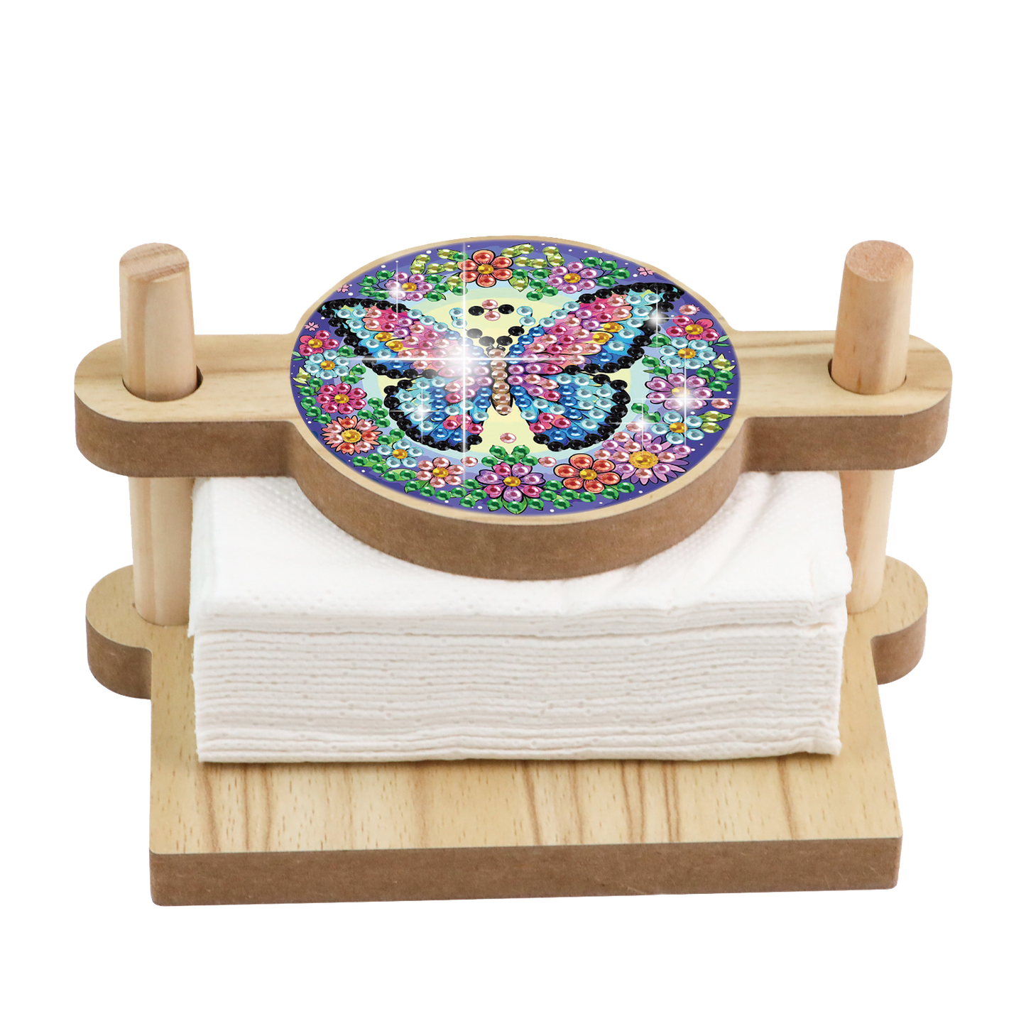 Butterfly DIY Wooden Diamond Art Paper Towel Holder for Home Office Decor