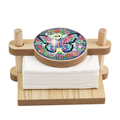 Butterfly DIY Wooden Diamond Art Paper Towel Holder for Home Office Decor