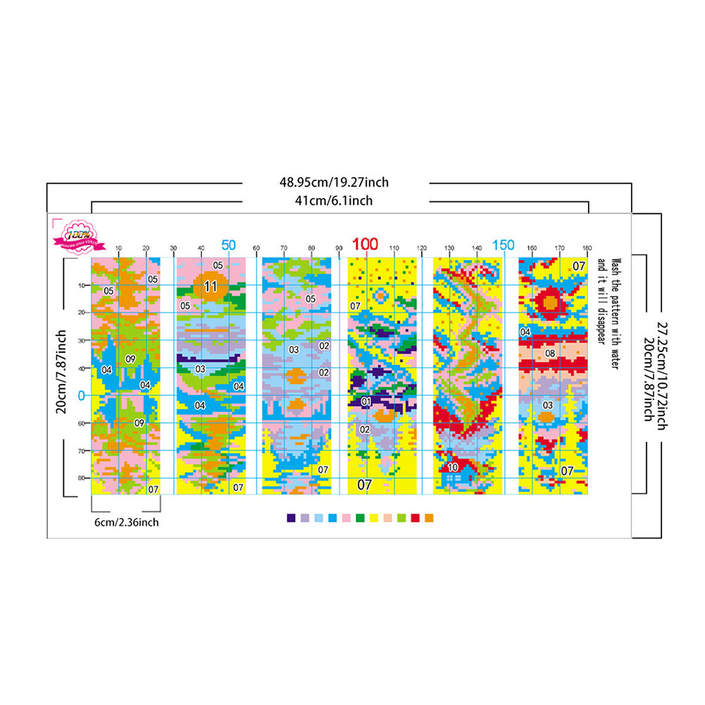 6Pcs Landscape DIY Cotton Single-Sided Stamped Needlepoint Bookmark Kit 47x28cm