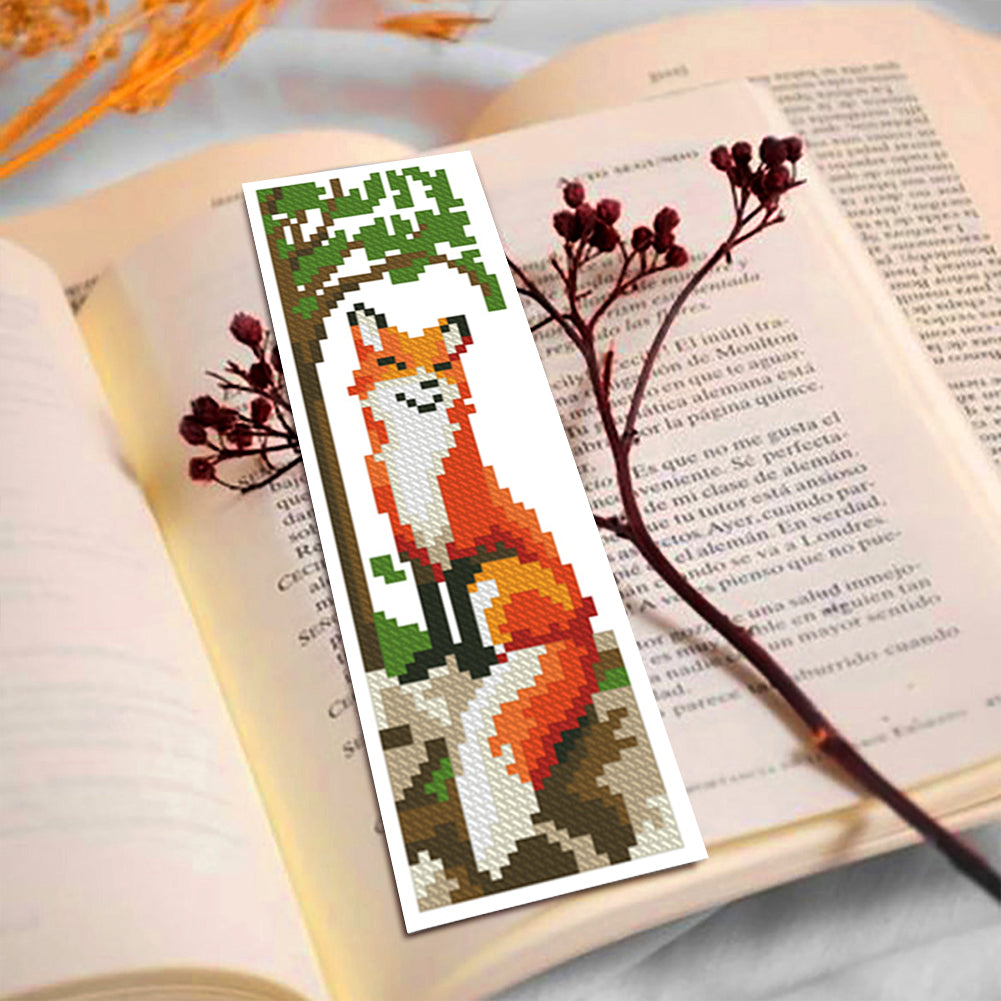 6Pcs Animal DIY Cotton Single-Sided Stamped Needlepoint Bookmark Kit 47x28cm