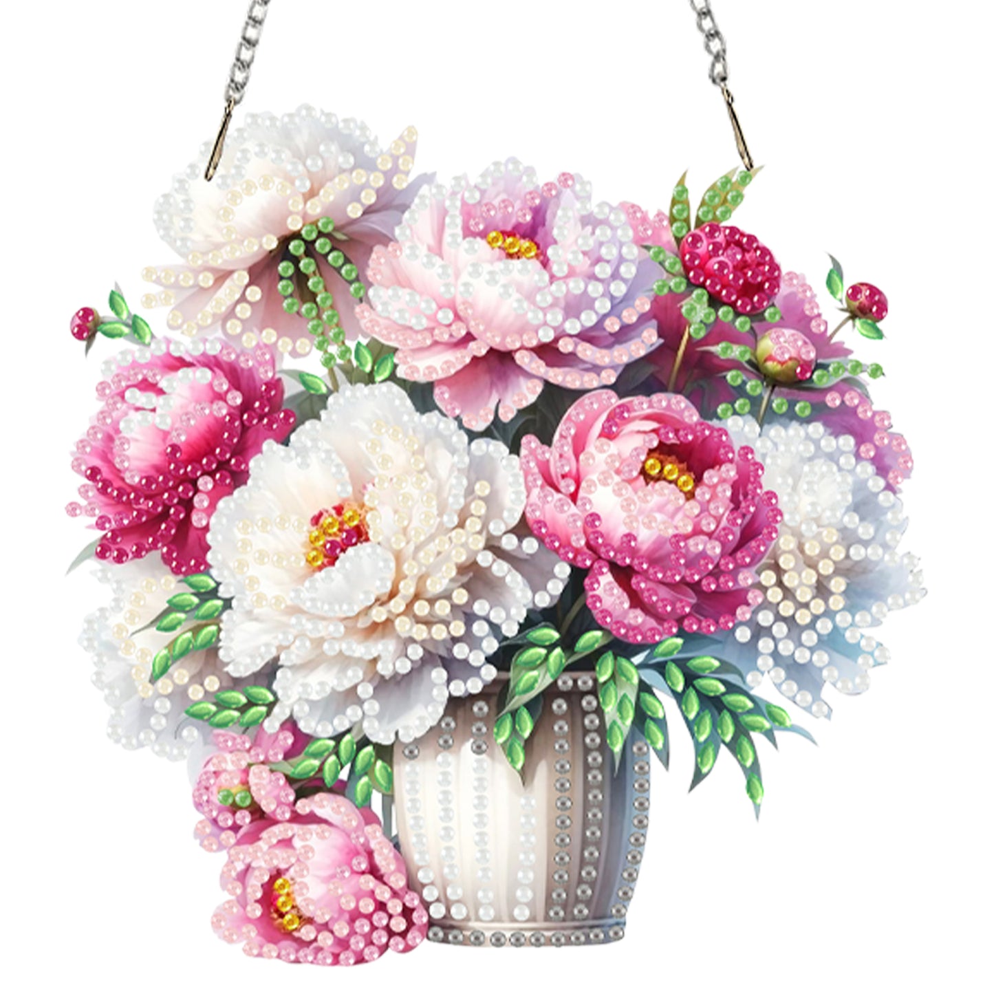 4pcs Flower 2D Flat DIY Acrylic Diamond Art Pendant Single Side Drill Home Decor
