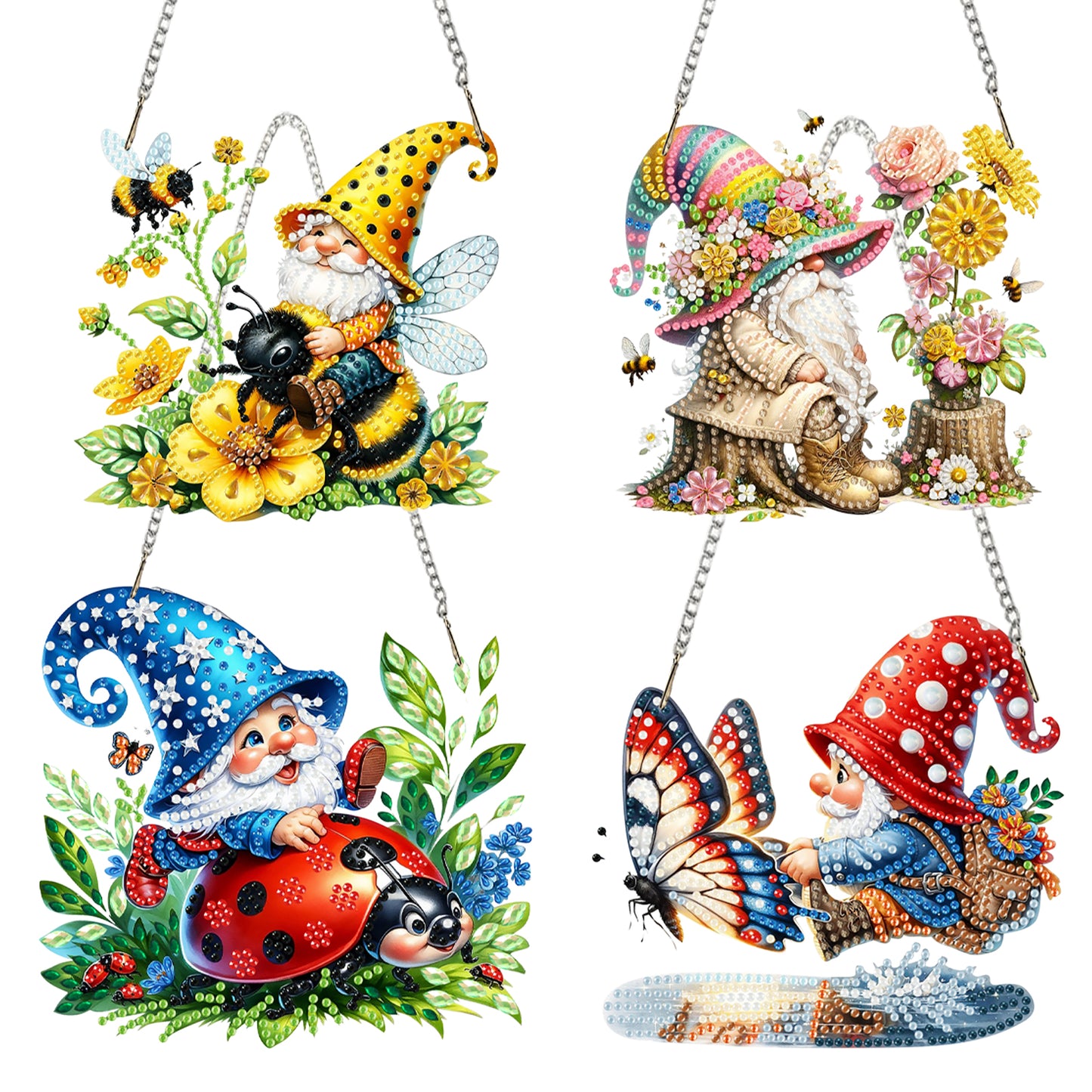 4pcs Goblin 2D Flat DIY Acrylic Diamond Art Pendant Single Side Drill Home Decor