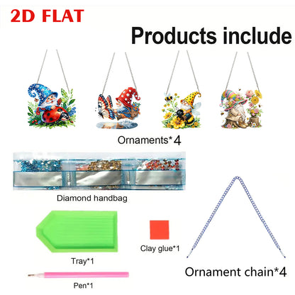 4pcs Goblin 2D Flat DIY Acrylic Diamond Art Pendant Single Side Drill Home Decor