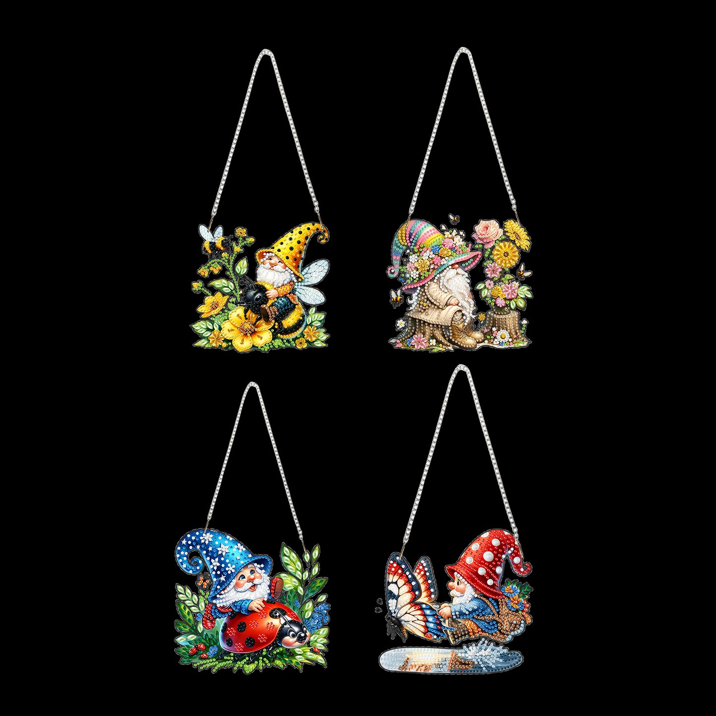 4pcs Goblin 2D Flat DIY Acrylic Diamond Art Pendant Single Side Drill Home Decor