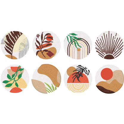 8pcs Plant Wooden DIY Coaster Diamond Art Kits with Holder No-Slip Home Decor