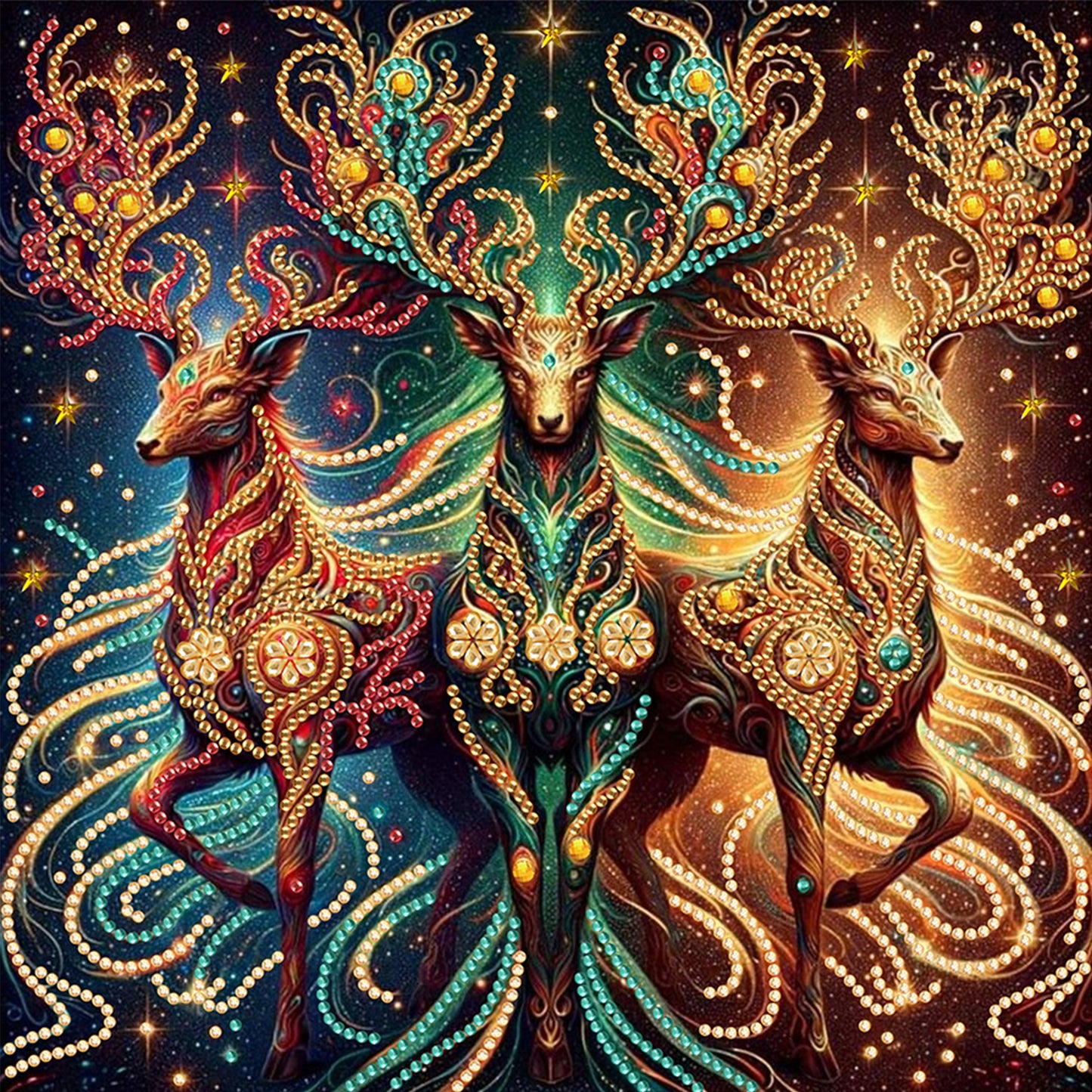 Golden Deer - Special Shaped Drill Diamond Painting 30*30CM