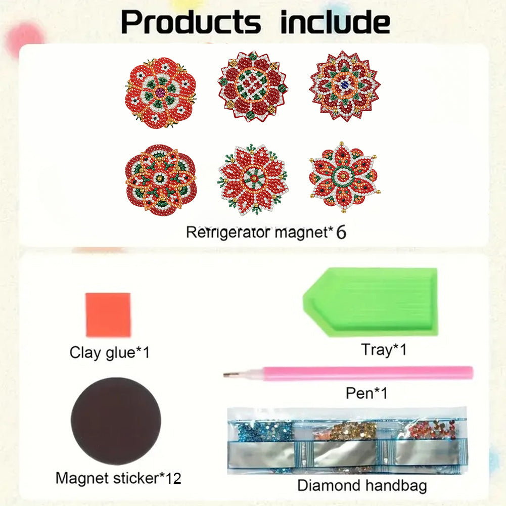 6pcs Pattern 2D Acrylic DIY Diamond Painting Magnets Special-Shaped Drill Decor