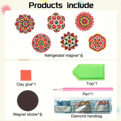 6pcs Exquisite Patterns 2D Acrylic DIY Diamond Painting Magnets Special-Shaped