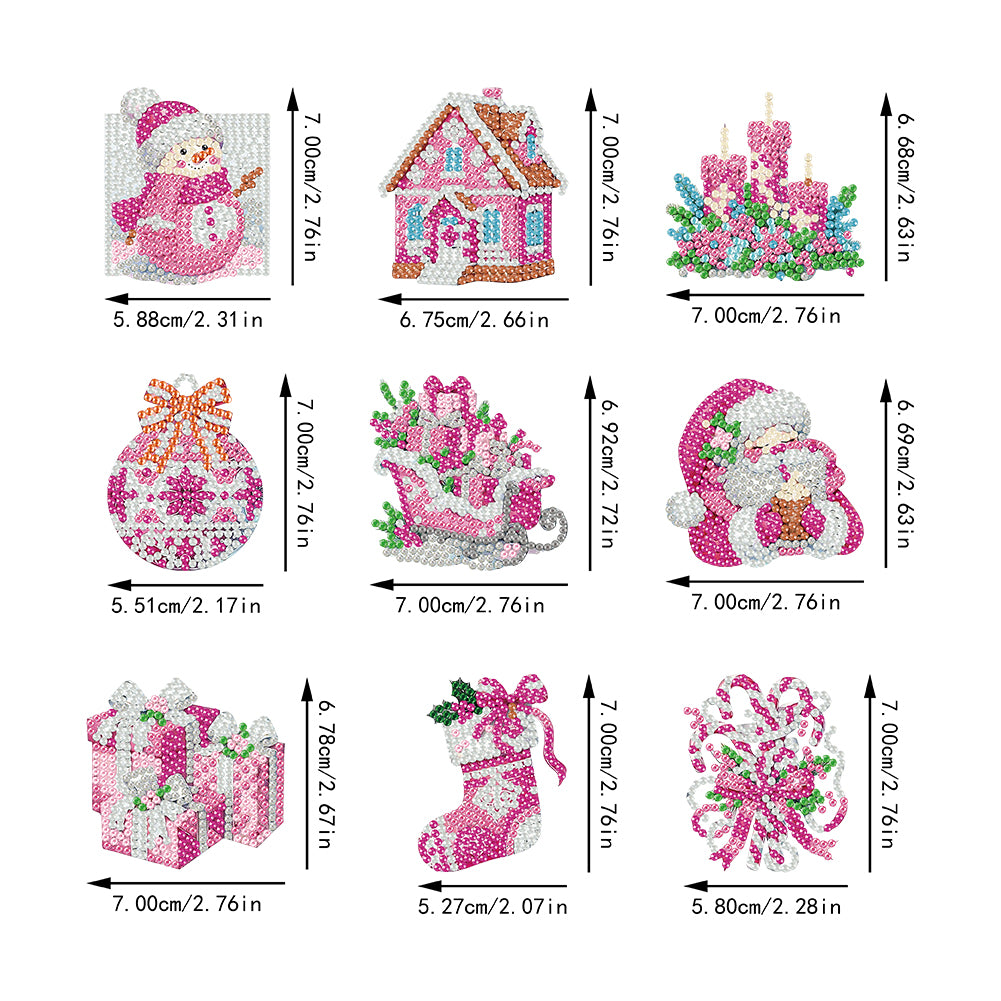 9pcs Christmas 2D Acrylic DIY Diamond Painting Magnets Special-Shaped Drill