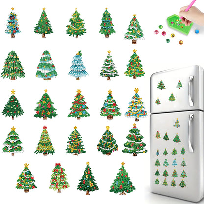 24pcs Tree 2D Acrylic DIY Diamond Painting Magnets Special-Shaped Drill Decor