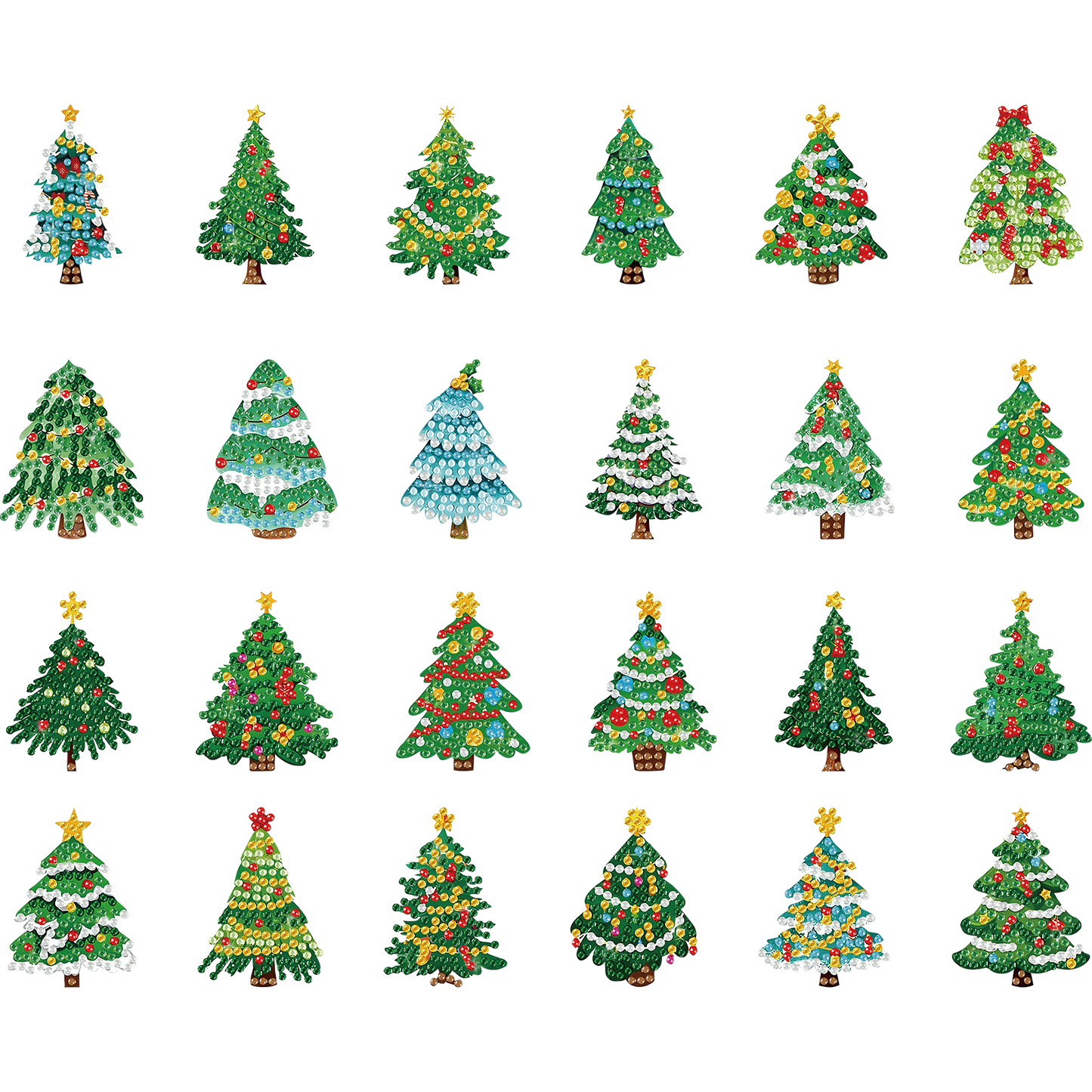 24pcs Tree 2D Acrylic DIY Diamond Painting Magnets Special-Shaped Drill Decor