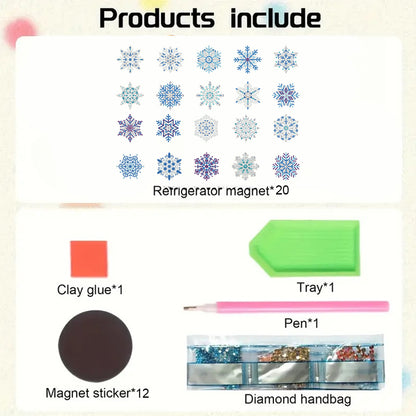 20pcs Snow 2D Acrylic DIY Diamond Painting Magnets Special-Shaped Drill Decor