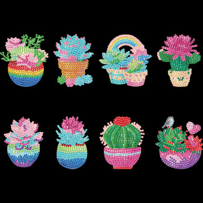 8pcs Cactus 2D Acrylic DIY Diamond Painting Magnets Special-Shaped Drill Decor