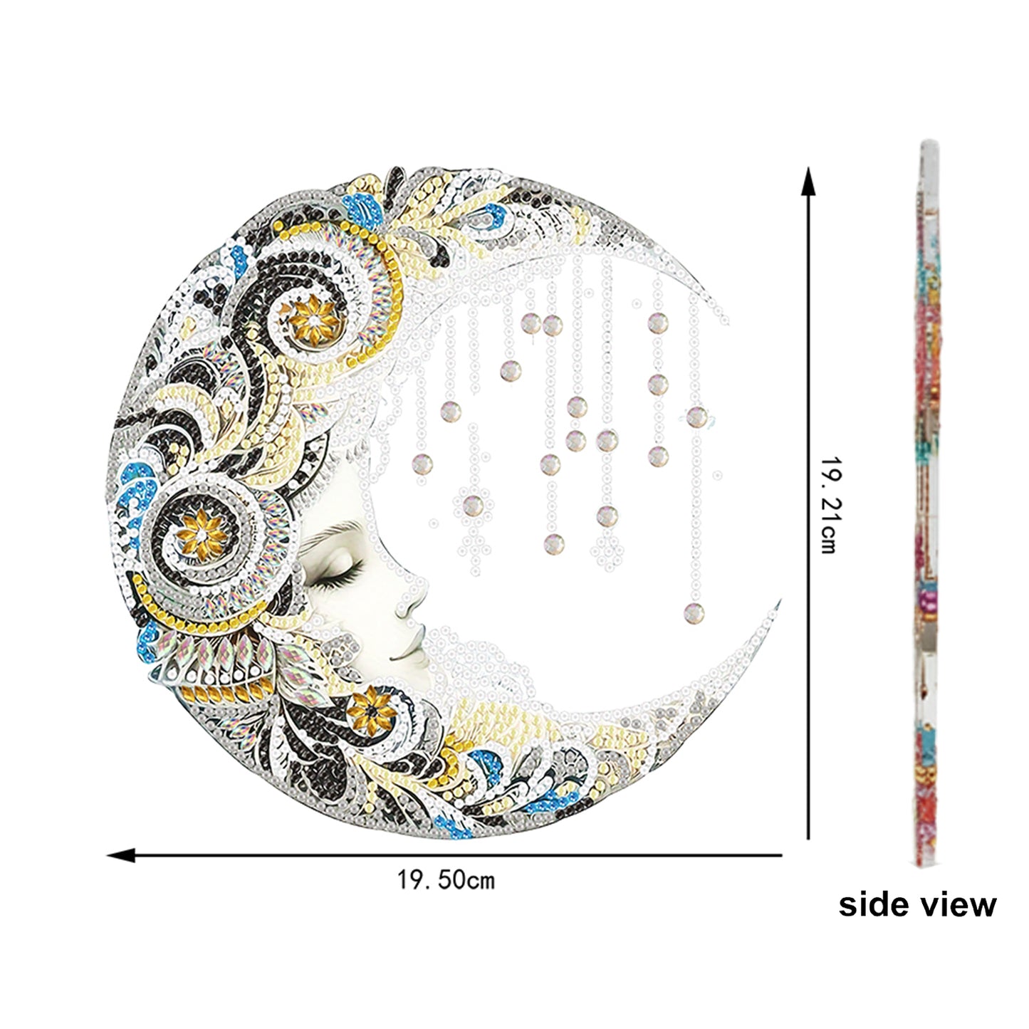 Moon DIY 2D Flat Acrylic Desktop Diamond Art Kit Single-Sided for Home Decor