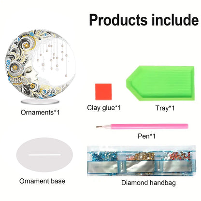 Moon DIY 2D Flat Acrylic Desktop Diamond Art Kit Single-Sided for Home Decor