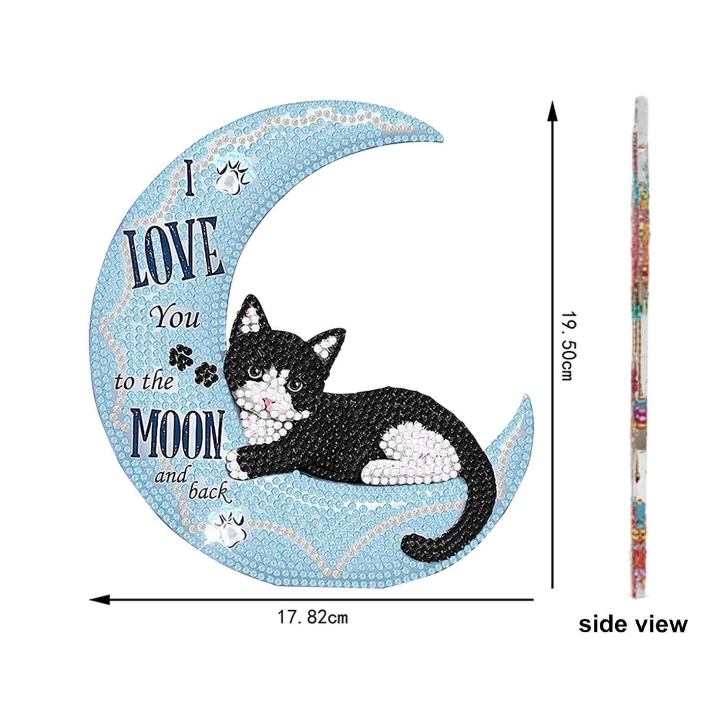 Moon Cat DIY 2D Flat Acrylic Desktop Diamond Art Kit Single-Sided for Home Decor