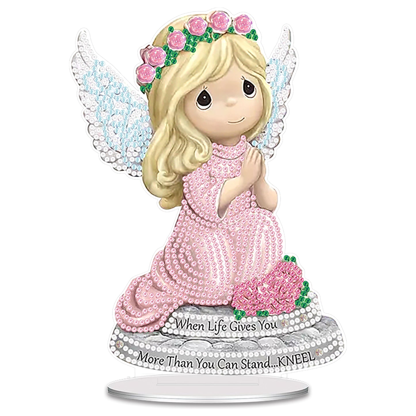 Angel DIY 2D Flat Acrylic Desktop Diamond Art Kit Single-Sided for Home Decor