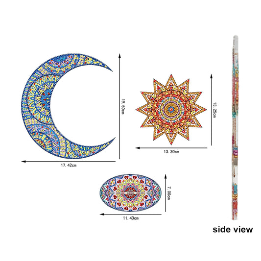 Moon Sun DIY 2D Flat Acrylic Desktop Diamond Art Kit Single-Sided for Home Decor